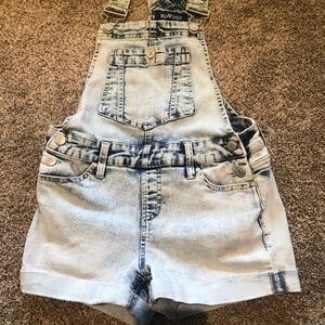 🇺🇸 Blue Spice Light Wash Denim Overall Shorts,Size 1